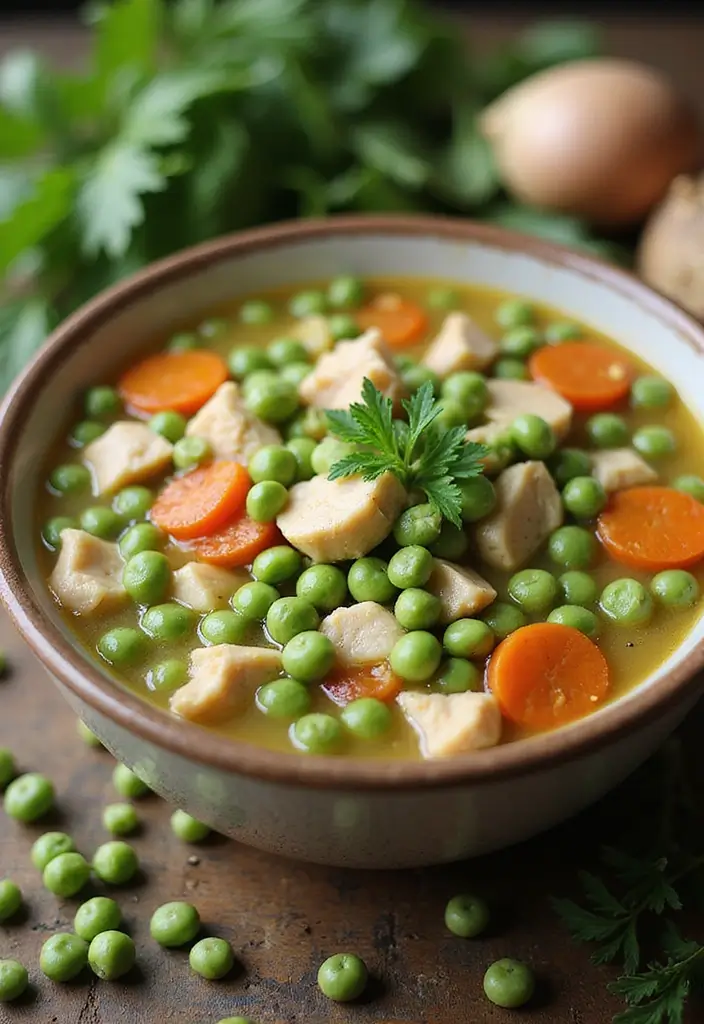 26 Chicken Soup Slow Cooker Recipes That Simmer to Perfection - 18. Chicken and Pea Soup