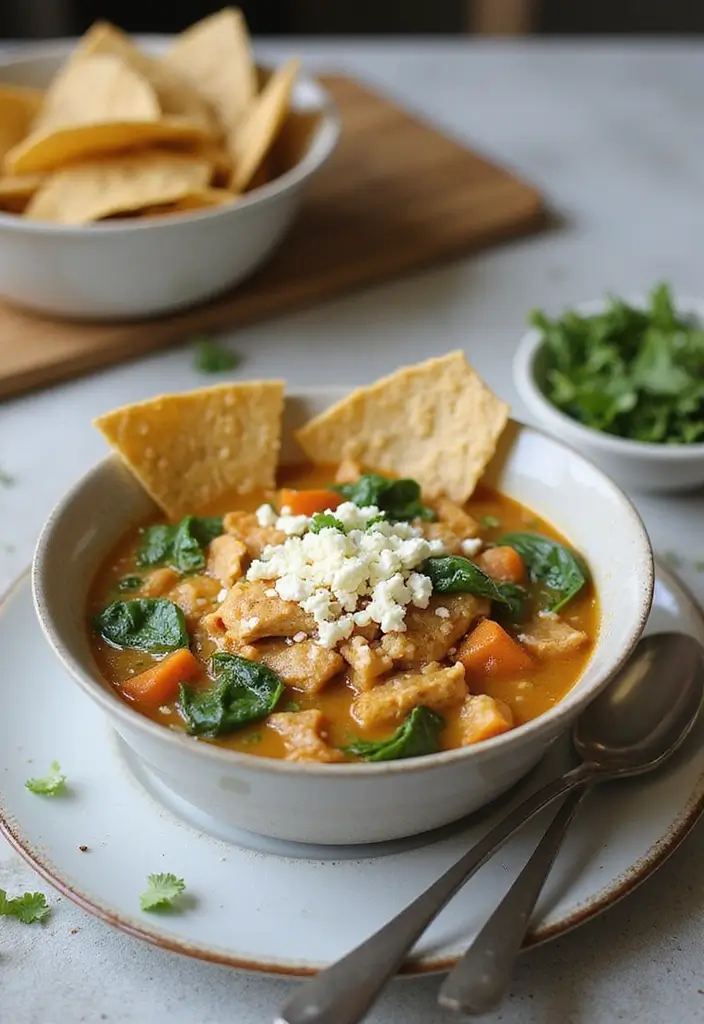 27 Chicken Tortilla Soup Instant Pot Recipes That Are Creamy & Easy - 13. Instant Pot Chicken Tortilla Soup with Spinach
