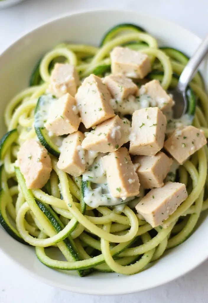27 Gluten Free Chicken Alfredo Recipes That Are Creamy & Safe - 18. Chicken Alfredo with Zucchini Noodles