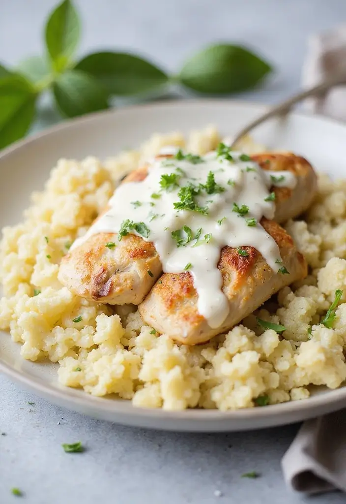 27 Gluten Free Chicken Alfredo Recipes That Are Creamy & Safe - 25. Chicken Alfredo with Cauliflower Rice