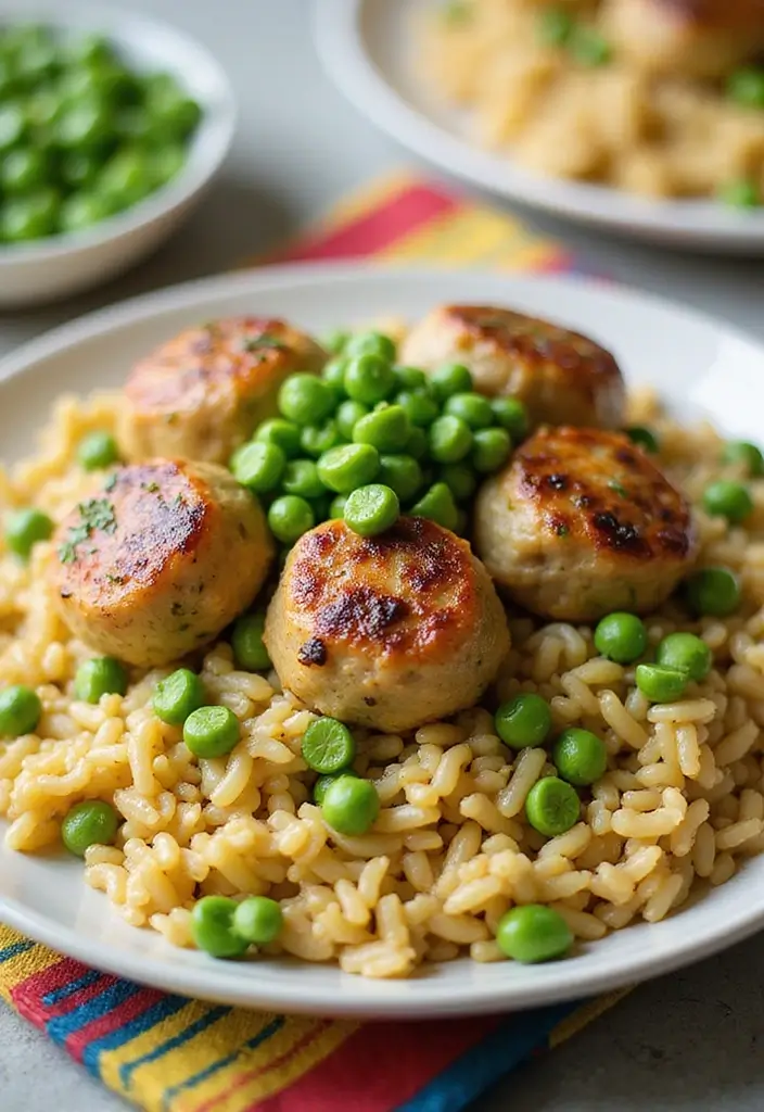 27 Greek Chicken Meatballs with Lemon Orzo Recipes That Pop with Flavor - 19. Lemon Garlic Greek Chicken Meatballs with Orzo and Peas