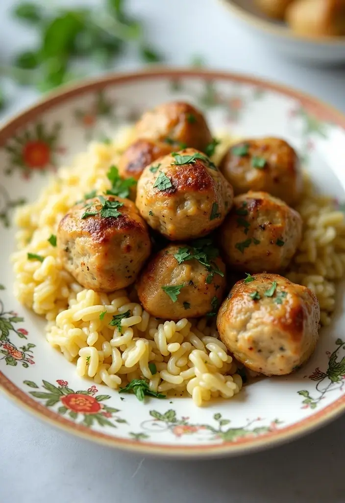 27 Greek Chicken Meatballs with Lemon Orzo Recipes That Pop with Flavor - 22. Lemon Herb Greek Chicken Meatballs with Garlic Orzo