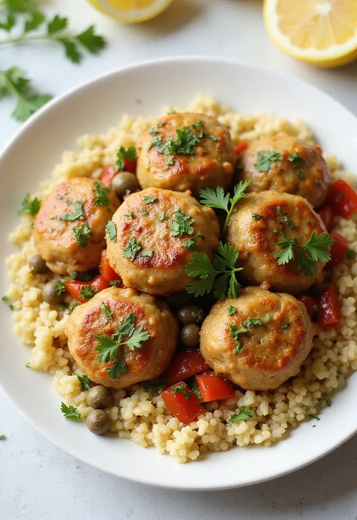 27 Greek Chicken Meatballs with Lemon Orzo Recipes That Pop with Flavor - 24. Greek Chicken Meatballs with Lemon Orzo and Capers