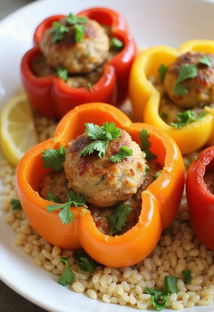 27 Greek Chicken Meatballs with Lemon Orzo Recipes That Pop with Flavor - 25. Greek Chicken Meatballs with Lemon Orzo Stuffed Peppers