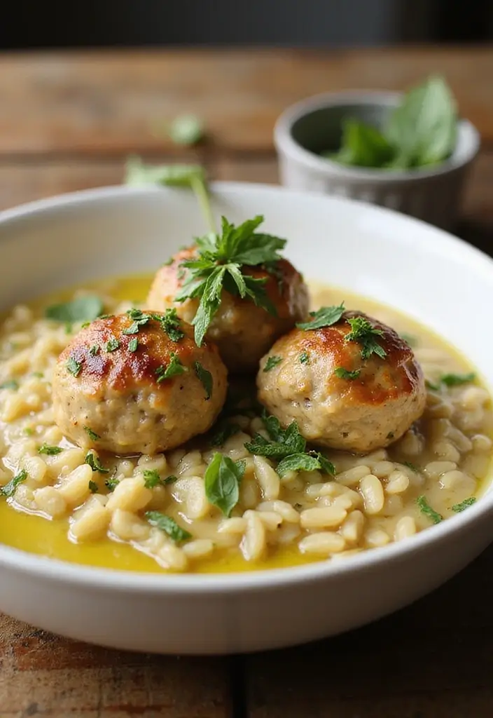 27 Greek Chicken Meatballs with Lemon Orzo Recipes That Pop with Flavor - 4. Greek Chicken Meatballs with Creamy Lemon Orzo