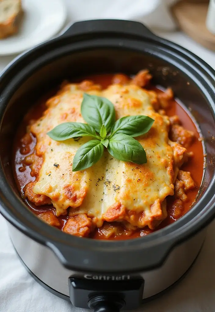 27 Ground Chicken Crockpot Recipes That Are Set-and-Forget Simple - 19. Chicken and Spinach Lasagna