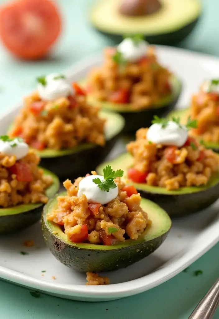 27 Ground Chicken Crockpot Recipes That Are Set-and-Forget Simple - 22. Taco Stuffed Avocados