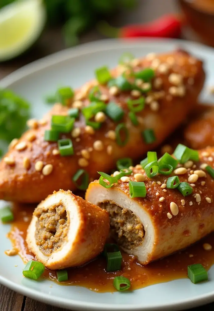 27 Healthy Stuffed Chicken Breast Recipes That Feel Fancy but Easy - 10. Thai Peanut Sauce Stuffed Chicken