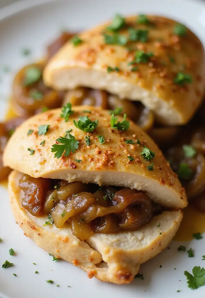 27 Healthy Stuffed Chicken Breast Recipes That Feel Fancy but Easy - 14. Caramelized Onion and Gruyere Stuffed Chicken