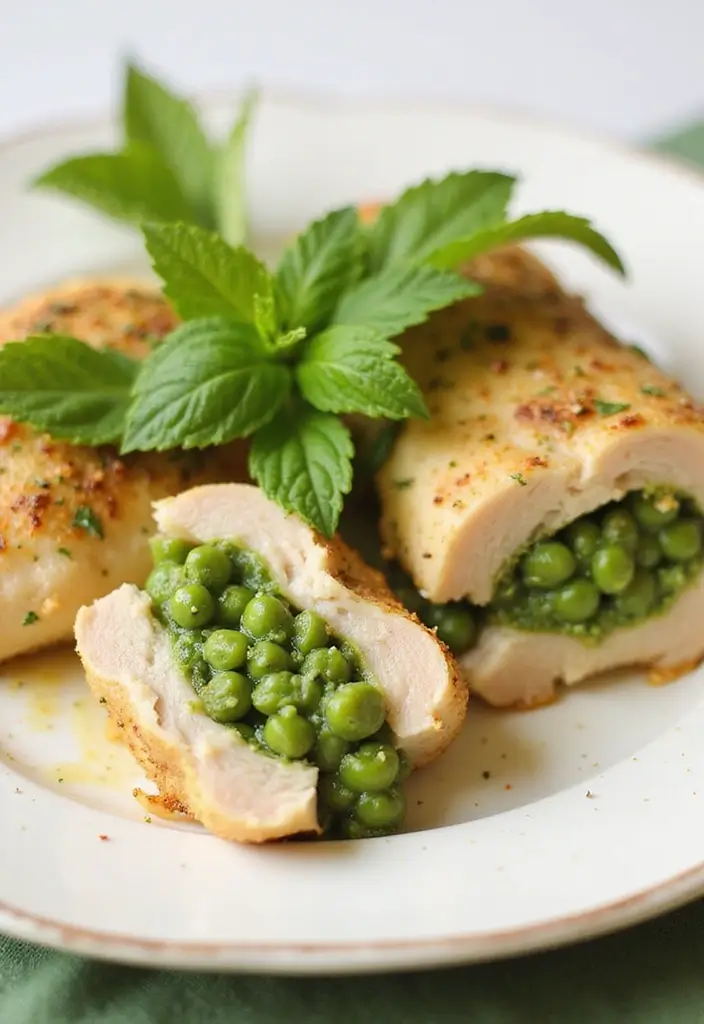 27 Healthy Stuffed Chicken Breast Recipes That Feel Fancy but Easy - 19. Mint and Pea Pesto Stuffed Chicken