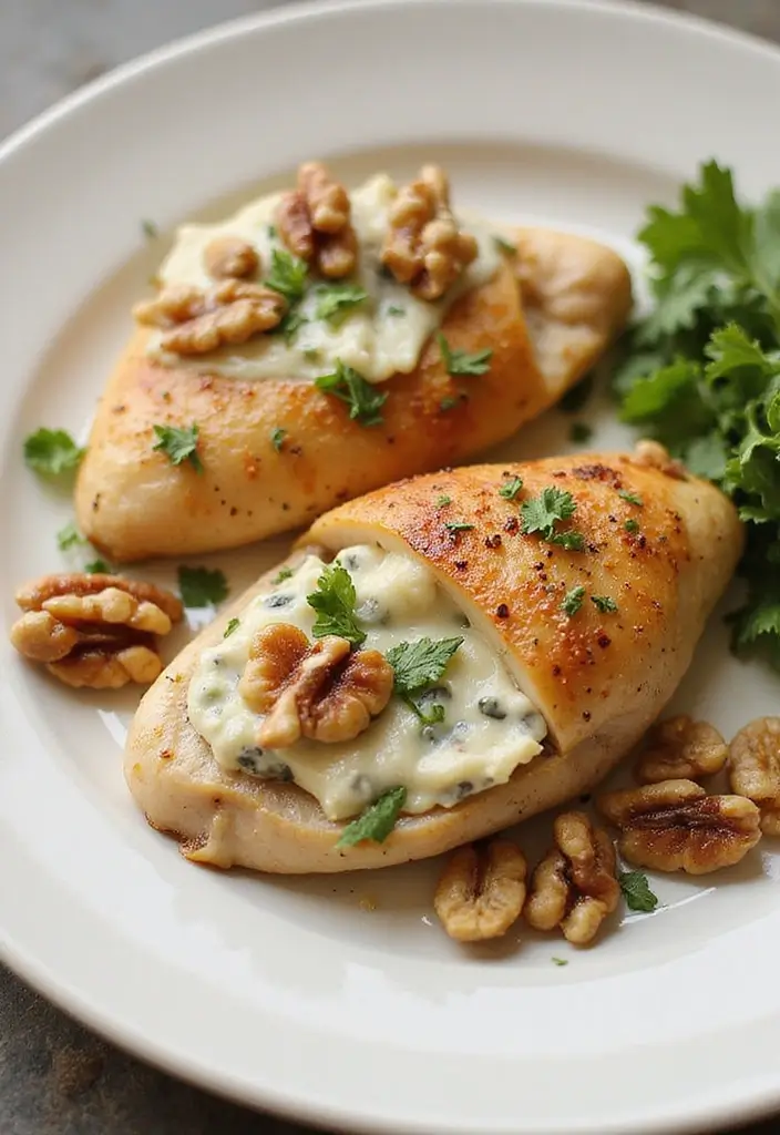27 Healthy Stuffed Chicken Breast Recipes That Feel Fancy but Easy - 26. Gorgonzola and Walnut Stuffed Chicken
