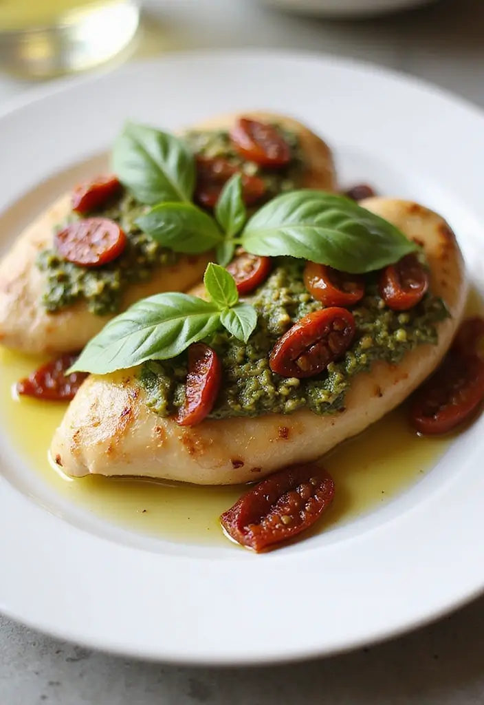 27 Healthy Stuffed Chicken Breast Recipes That Feel Fancy but Easy - 4. Pesto and Sun-Dried Tomato Stuffed Chicken