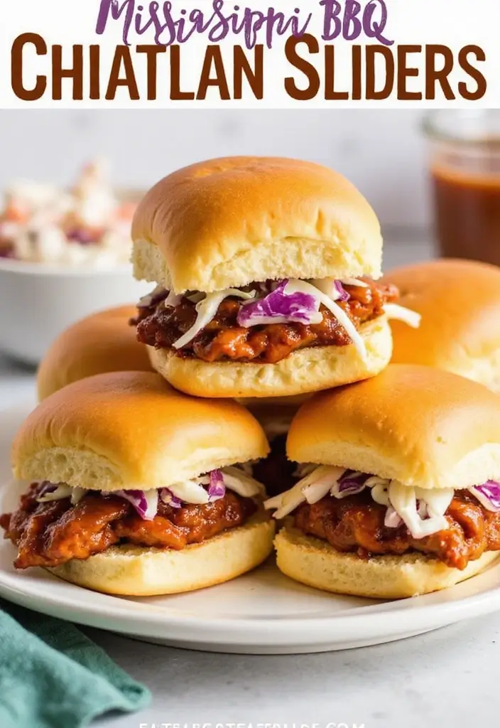 27 Mississippi Pot Roast Chicken Recipes That Are Southern-Style Comfort - 5. Mississippi BBQ Chicken Sliders