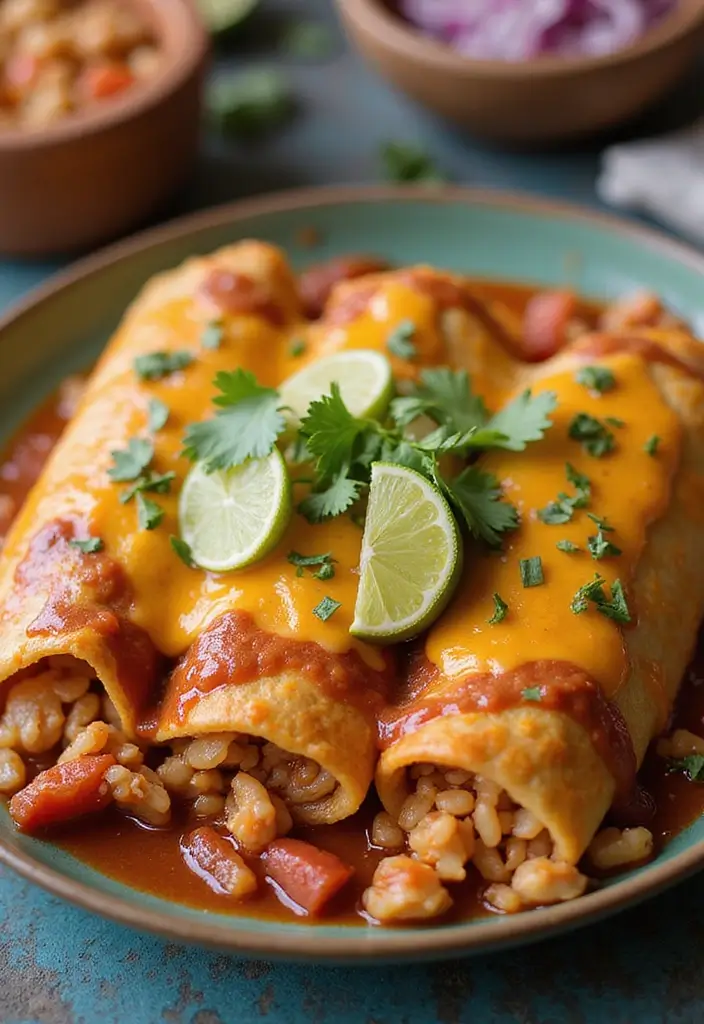 27 Rice-A-Roni Chicken and Rice Recipes That Are Nostalgic & Easy - 12. Chicken and Rice Enchiladas