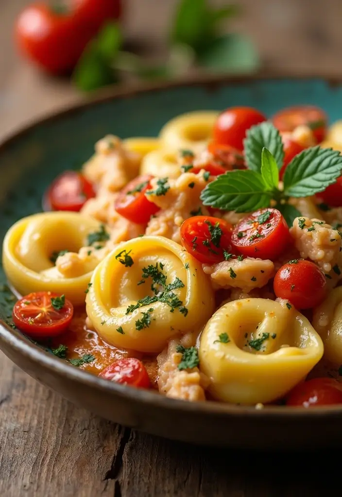 27 Sun Dried Tomato Chicken Pasta Recipes That Are Creamy & Tangy - 16. Sun Dried Tomato and Chicken Tortellini