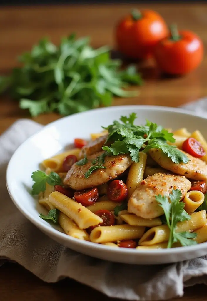 27 Sun Dried Tomato Chicken Pasta Recipes That Are Creamy & Tangy - 17. Sun Dried Tomato Chicken Penne with Arugula