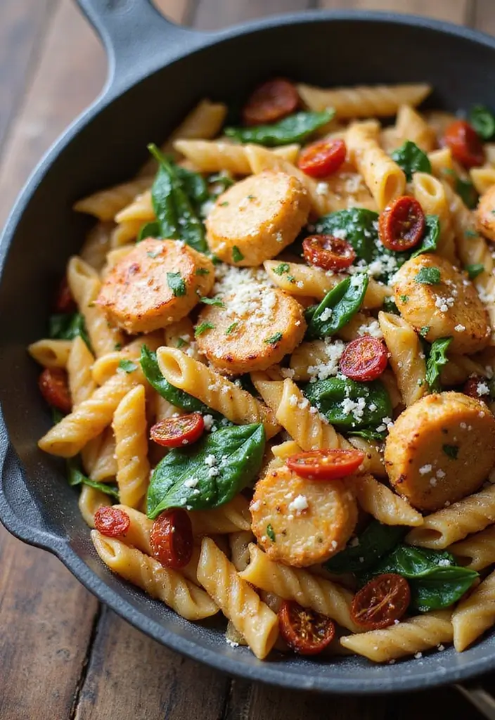 27 Sun Dried Tomato Chicken Pasta Recipes That Are Creamy & Tangy - 2. One-Pan Sun Dried Tomato Chicken Pasta