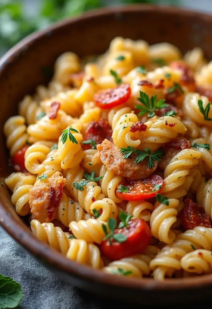 27 Sun Dried Tomato Chicken Pasta Recipes That Are Creamy & Tangy - 21. Creamy Sun Dried Tomato Chicken and Bacon Pasta
