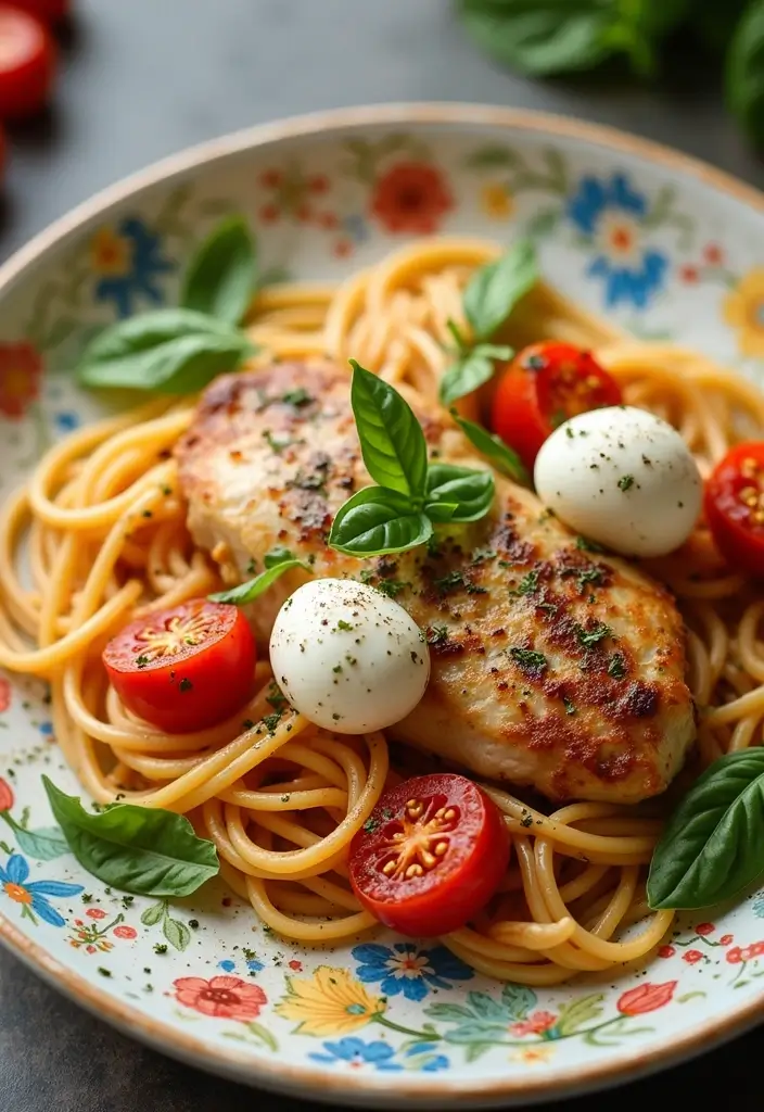 27 Sun Dried Tomato Chicken Pasta Recipes That Are Creamy & Tangy - 25. Sun Dried Tomato Chicken Caprese Pasta