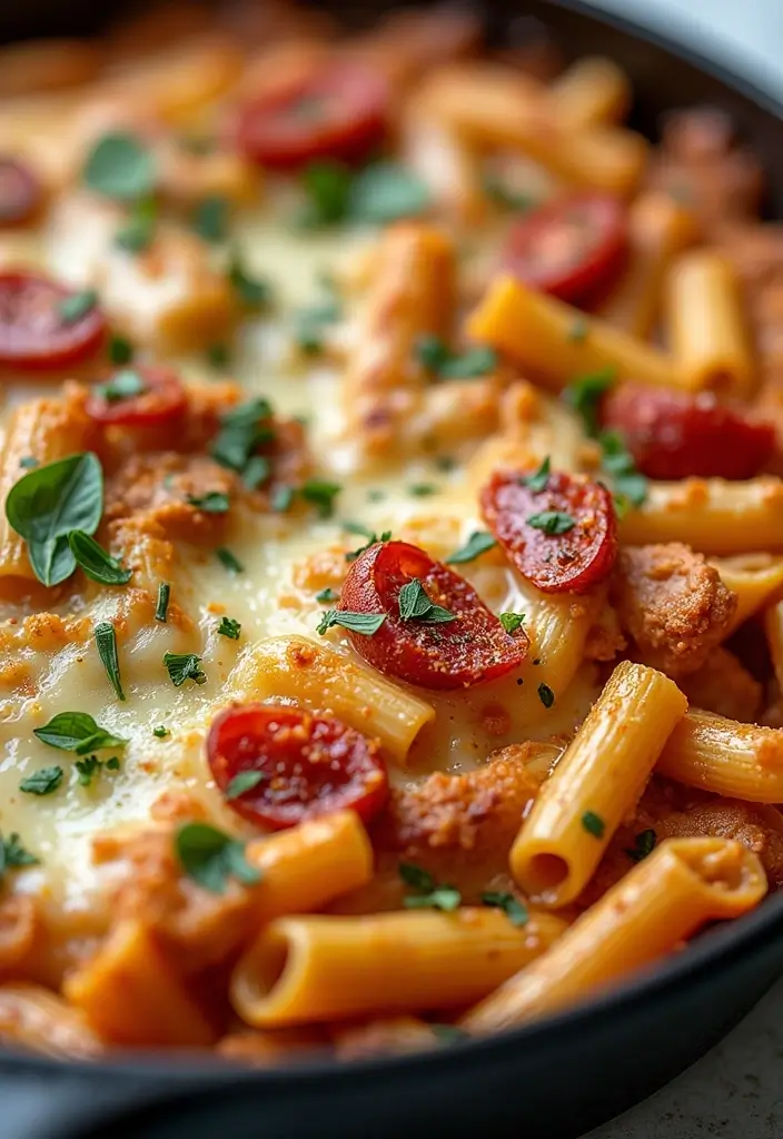 27 Sun Dried Tomato Chicken Pasta Recipes That Are Creamy & Tangy - 3. Sun Dried Tomato Chicken Pasta Bake