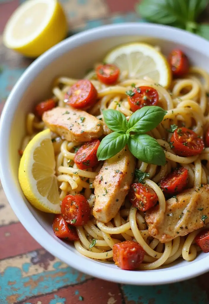 27 Sun Dried Tomato Chicken Pasta Recipes That Are Creamy & Tangy - 5. Lemon Basil Sun Dried Tomato Chicken Pasta