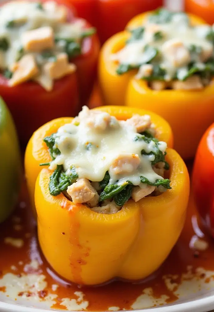 28 Carnivore Diet Chicken Recipes That Are Simple & Filling - 22. Chicken and Spinach Stuffed Peppers