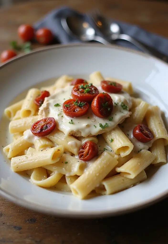 28 Chicken Alfredo Penne Pasta Recipes That Are Restaurant Quality - 10. Chicken Alfredo Penne with Sun-Dried Tomatoes