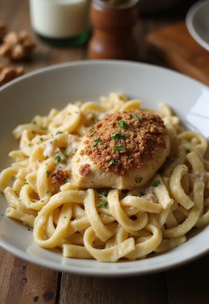 28 Chicken Alfredo Penne Pasta Recipes That Are Restaurant Quality - 17. Chicken Alfredo Penne with Walnut Crust