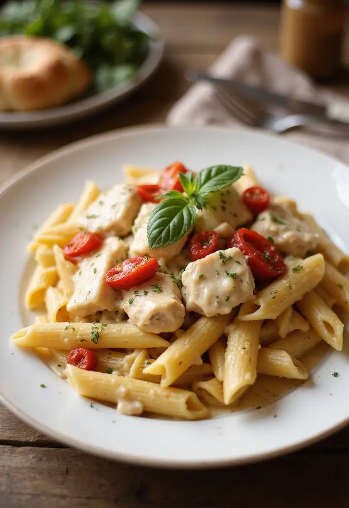 28 Chicken Alfredo Penne Pasta Recipes That Are Restaurant Quality - 19. Chicken Alfredo Penne with Roasted Red Peppers