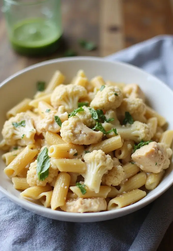 28 Chicken Alfredo Penne Pasta Recipes That Are Restaurant Quality - 21. Chicken Alfredo Penne with Cauliflower
