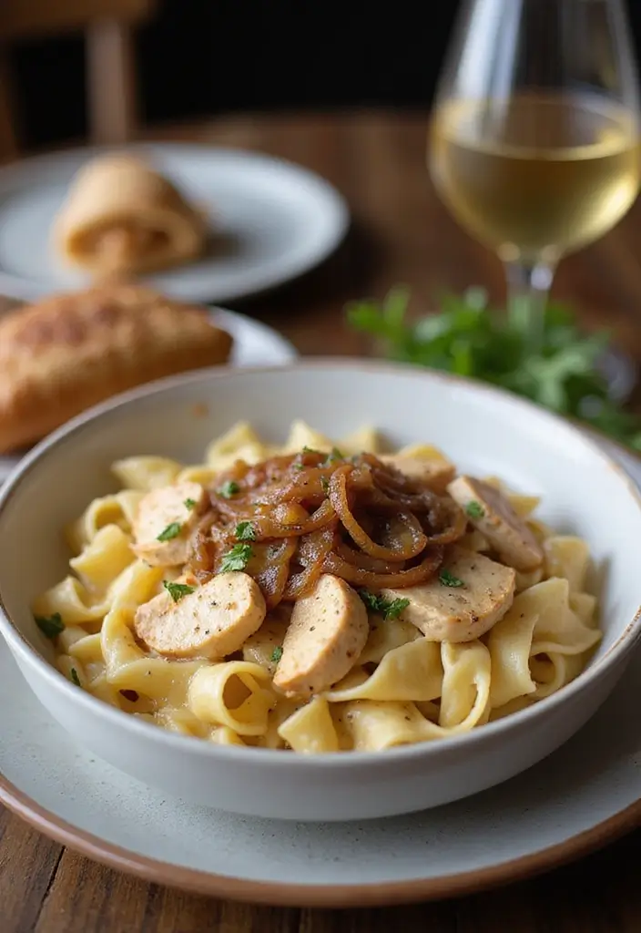 28 Chicken Alfredo Penne Pasta Recipes That Are Restaurant Quality - 23. Chicken Alfredo Penne with Caramelized Onions