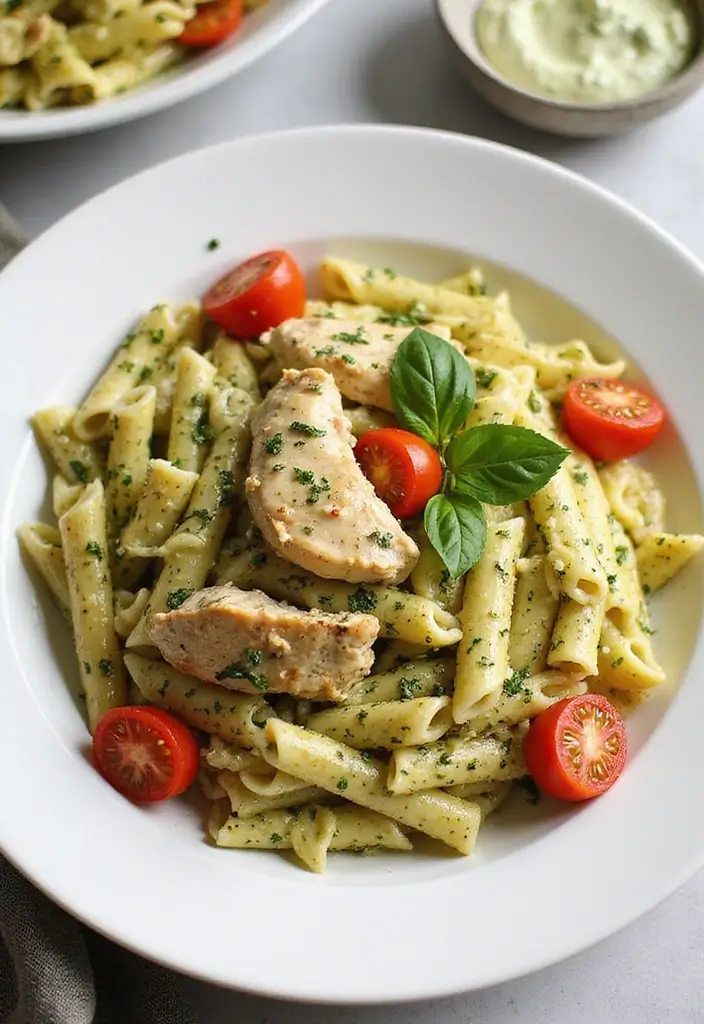 28 Chicken Alfredo Penne Pasta Recipes That Are Restaurant Quality - 9. Pesto Chicken Alfredo Penne