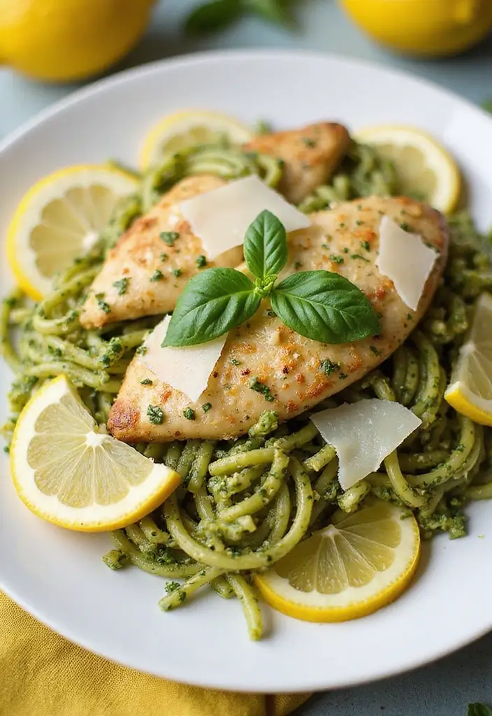 28 Chicken Pesto Pasta Recipes That Taste Bright & Herby - 2. Lemon Basil Pesto Chicken Pasta