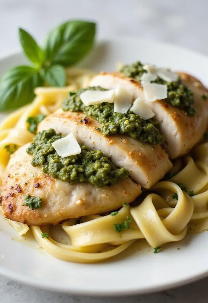 28 Chicken Pesto Pasta Recipes That Taste Bright & Herby - 5. Pesto Stuffed Chicken with Pasta