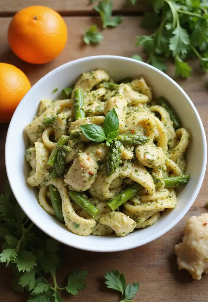 28 Chicken Pesto Pasta Recipes That Taste Bright & Herby - 9. Chicken Pesto Pasta with Asparagus
