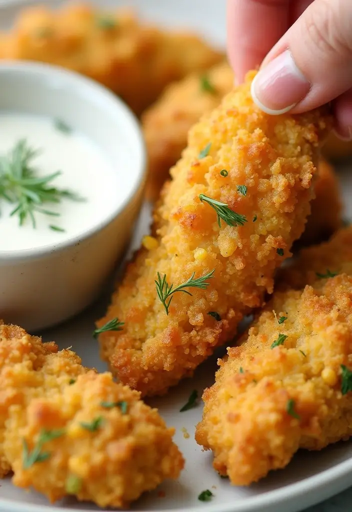 28 Corn Flake Chicken Tenders That Are Crunchy & Family-Friendly - 26. Dill Pickle Corn Flake Chicken Tenders