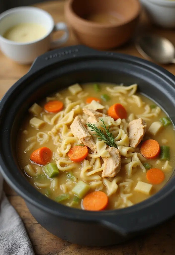 28 Easy Crockpot Chicken Noodle Soup Recipes That Simmer Perfectly - 1. Classic Easy Crockpot Chicken Noodle Soup