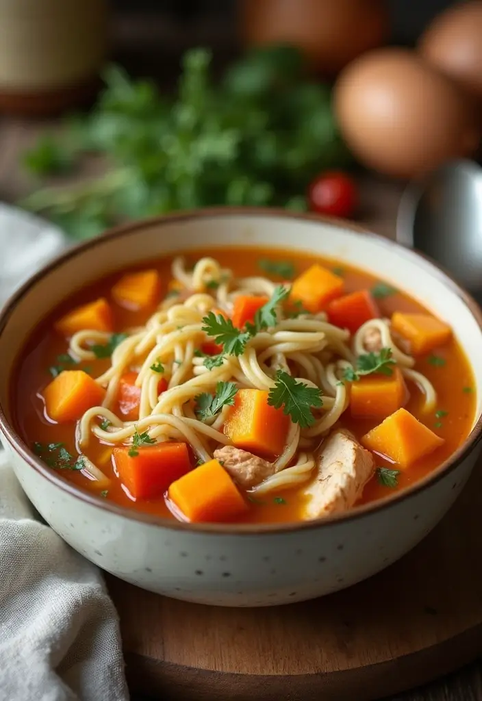 28 Easy Crockpot Chicken Noodle Soup Recipes That Simmer Perfectly - 11. Chicken Noodle Soup with Sweet Potato