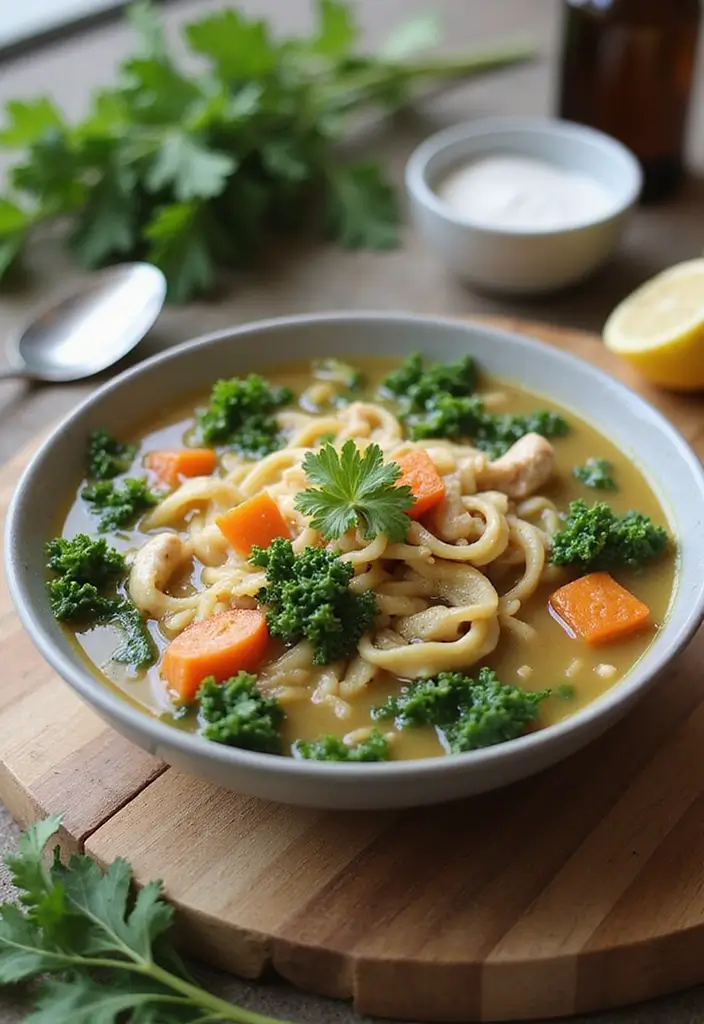 28 Easy Crockpot Chicken Noodle Soup Recipes That Simmer Perfectly - 12. Chicken Noodle Soup with Kale