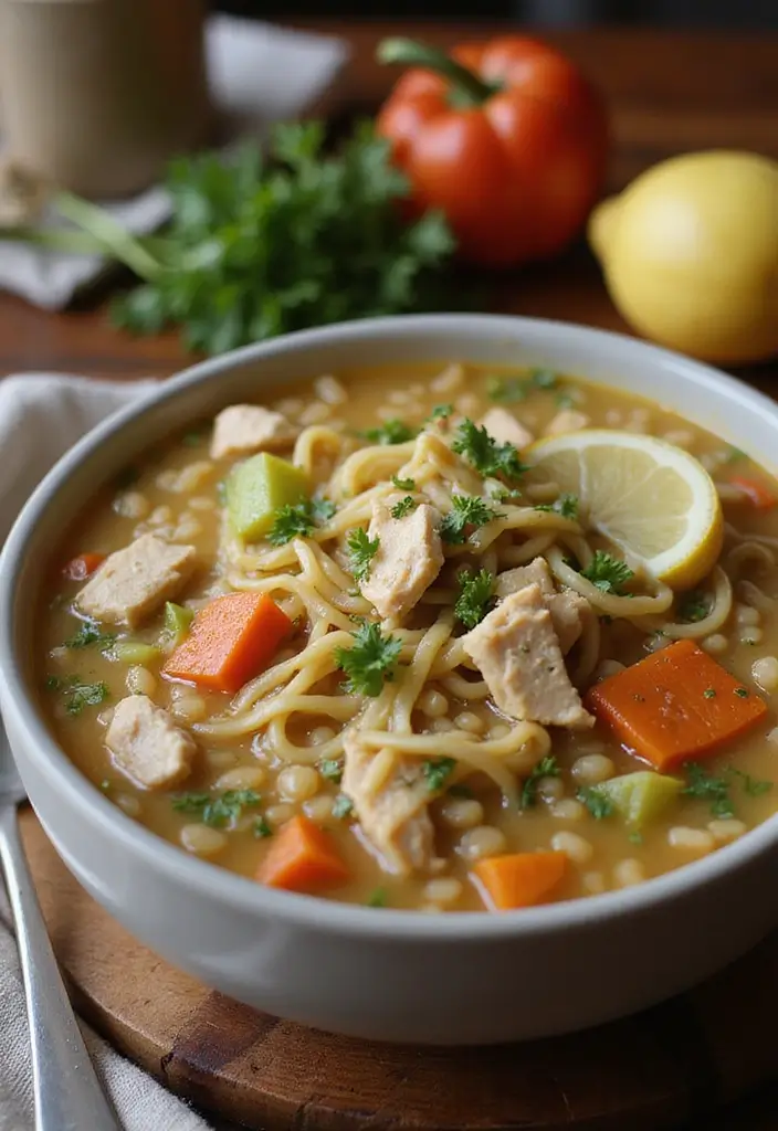 28 Easy Crockpot Chicken Noodle Soup Recipes That Simmer Perfectly - 14. Chicken Noodle Soup with Barley