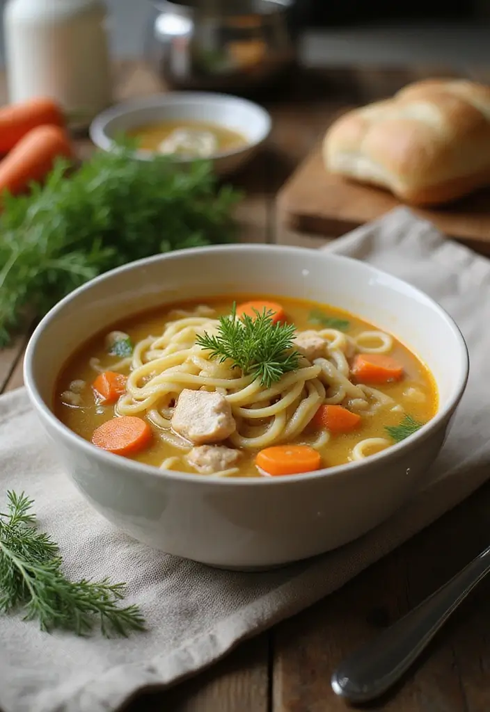 28 Easy Crockpot Chicken Noodle Soup Recipes That Simmer Perfectly - 17. Chicken Noodle Soup with Carrots and Dill