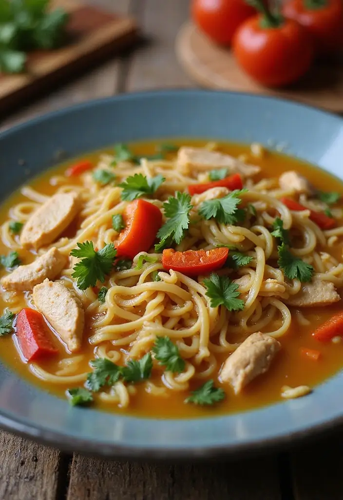 28 Easy Crockpot Chicken Noodle Soup Recipes That Simmer Perfectly - 18. Chicken Noodle Soup with Red Peppers