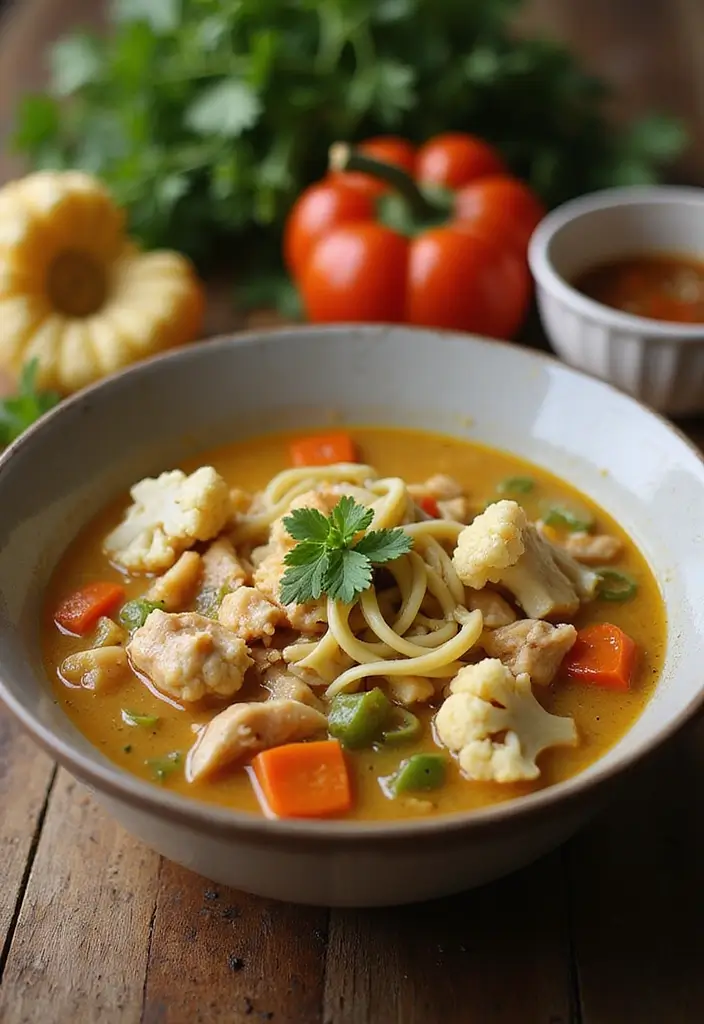 28 Easy Crockpot Chicken Noodle Soup Recipes That Simmer Perfectly - 22. Chicken Noodle Soup with Cauliflower