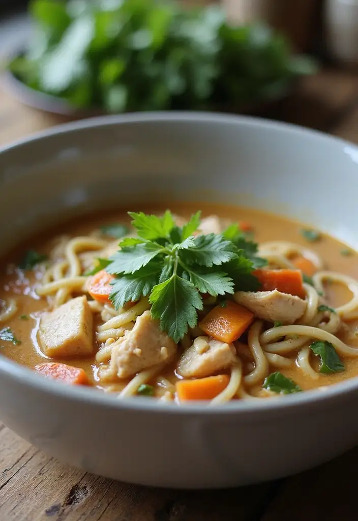 28 Easy Crockpot Chicken Noodle Soup Recipes That Simmer Perfectly - 6. Thai Chicken Noodle Soup