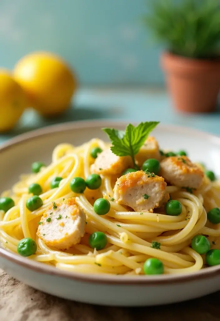 28 Lemon Butter Chicken Pasta Recipes That Feel Creamy & Elegant - 11. Lemon Butter Chicken Pasta with Peas