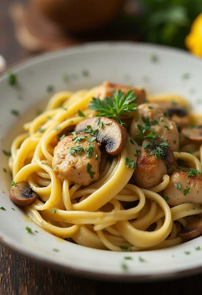 28 Lemon Butter Chicken Pasta Recipes That Feel Creamy & Elegant - 12. Lemon Butter Chicken Pasta with Mushrooms