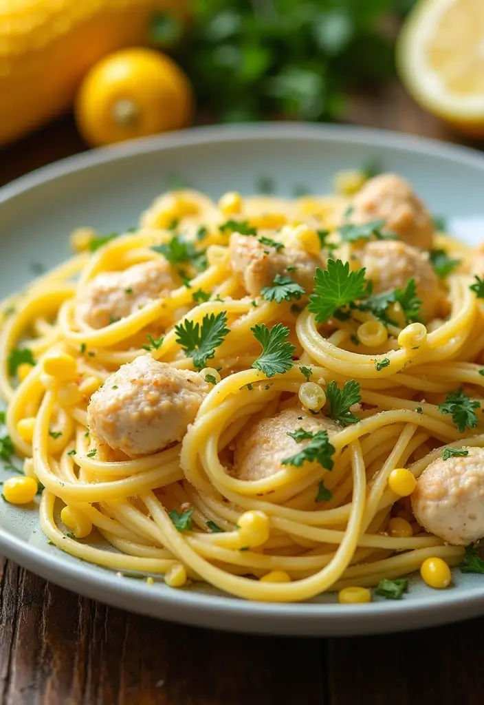 28 Lemon Butter Chicken Pasta Recipes That Feel Creamy & Elegant - 19. Lemon Butter Chicken Pasta with Corn