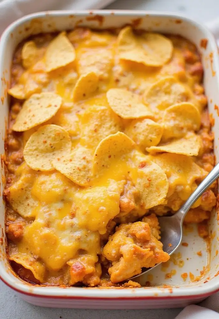 28 Mexican Chicken with Cheese Sauce Recipes That Are Gooey & Good - 10. Mexican Chicken Casserole with Tortilla Chips
