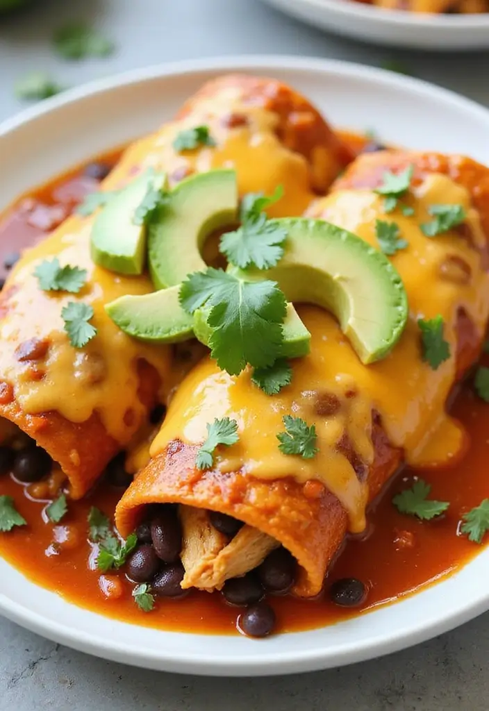 28 Mexican Chicken with Cheese Sauce Recipes That Are Gooey & Good - 11. Cheesy Chicken and Black Bean Enchiladas