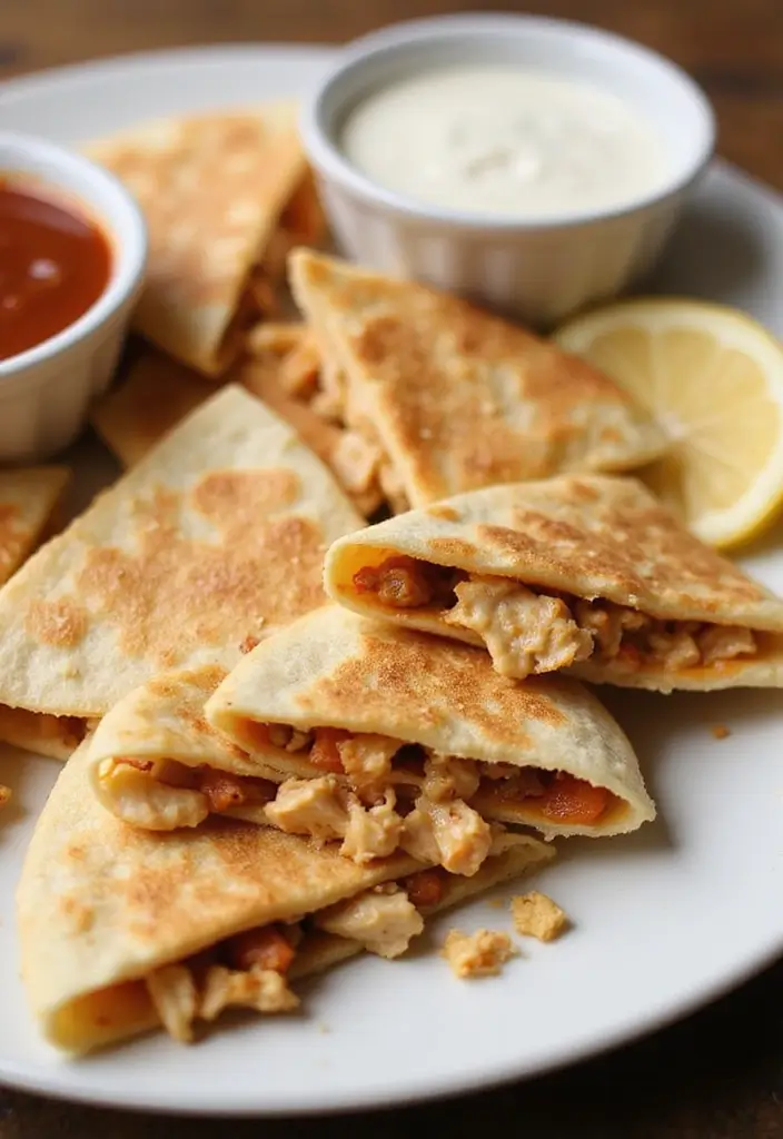 28 Mexican Chicken with Cheese Sauce Recipes That Are Gooey & Good - 13. Creamy Chicken and Chorizo Quesadillas